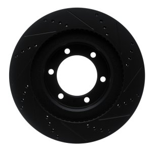 Lexus GX470 Brake Rotor (1) - Front Left - R1 Concepts - Drilled & Slotted - Black - `03-`09